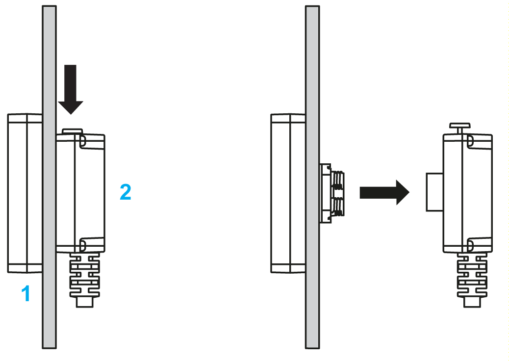 Installing and Removing the Rear Module on a DIN Rail